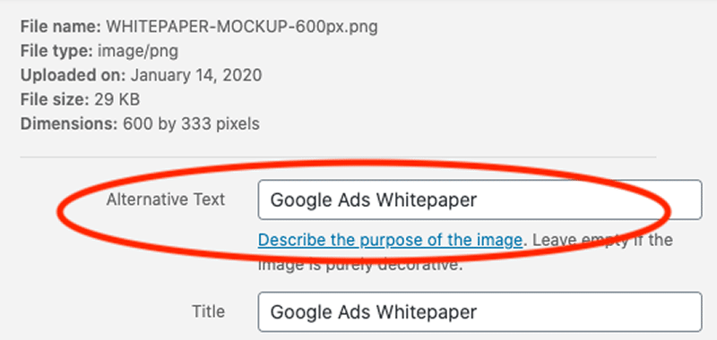 How to add alternative text to an image in WordPress