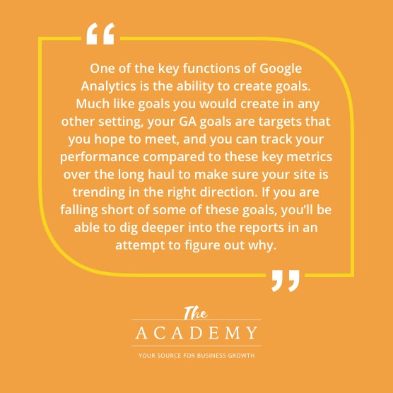 One of the key functions of Google Analytics is the ability to create goals...