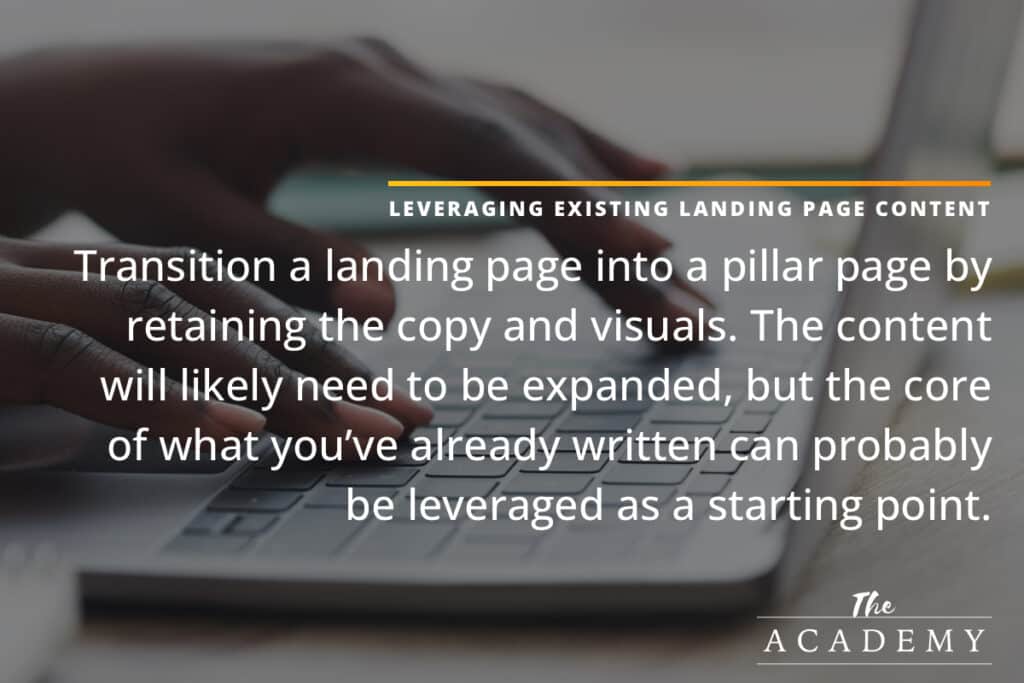 Leveraging existing landing page content