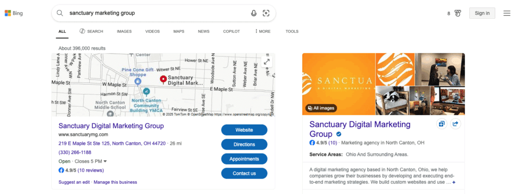Bing Places for Sanctuary